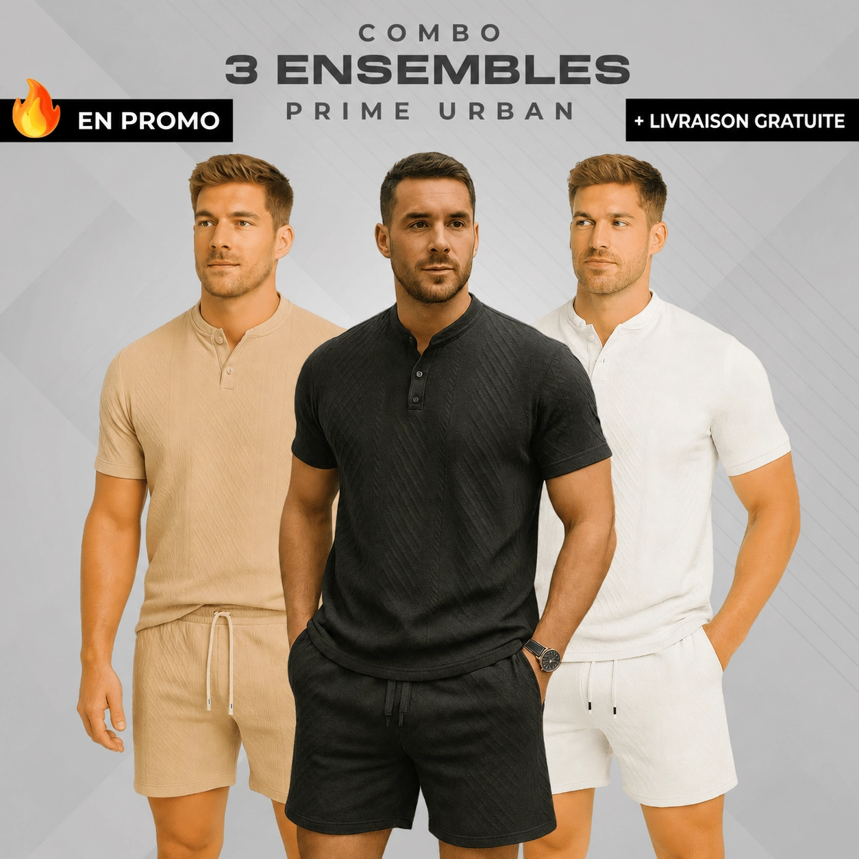 Lot de 3 ensembles Prime Urban en tissu premium